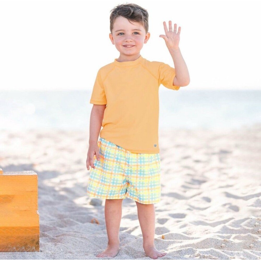 RuggedButts Kids Gingham Swim Trunks - Summertime Gingham- Size 10